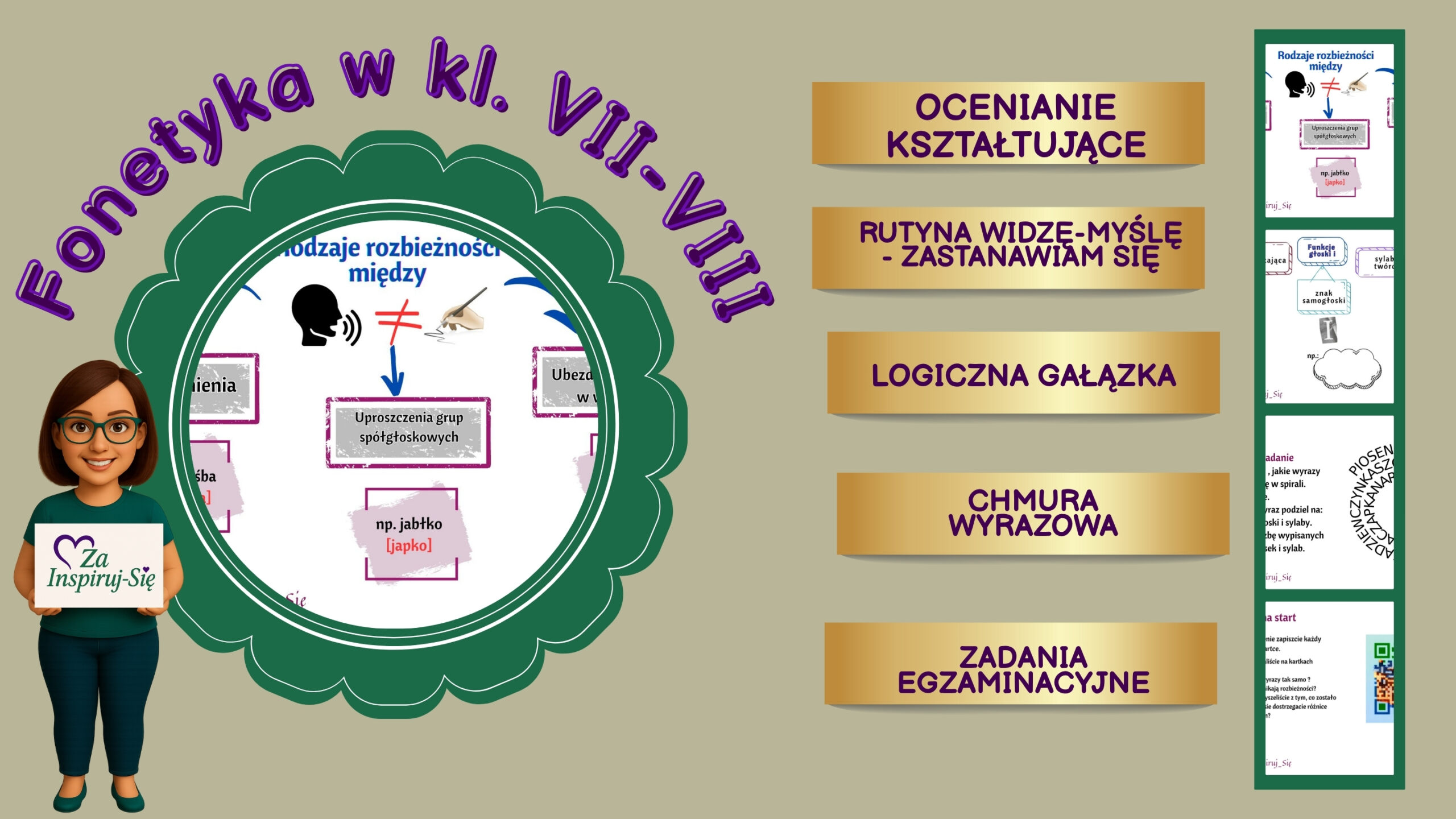 Fonetyka w kl. VII-VIII – scenariusz, karty pracy, zadania egzaminacyjne