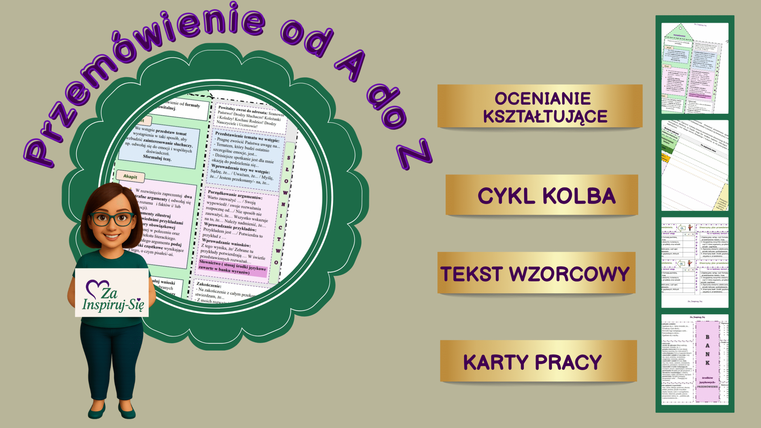 Przemówienie - scenariusz, karty pracy kl. VII-VIII