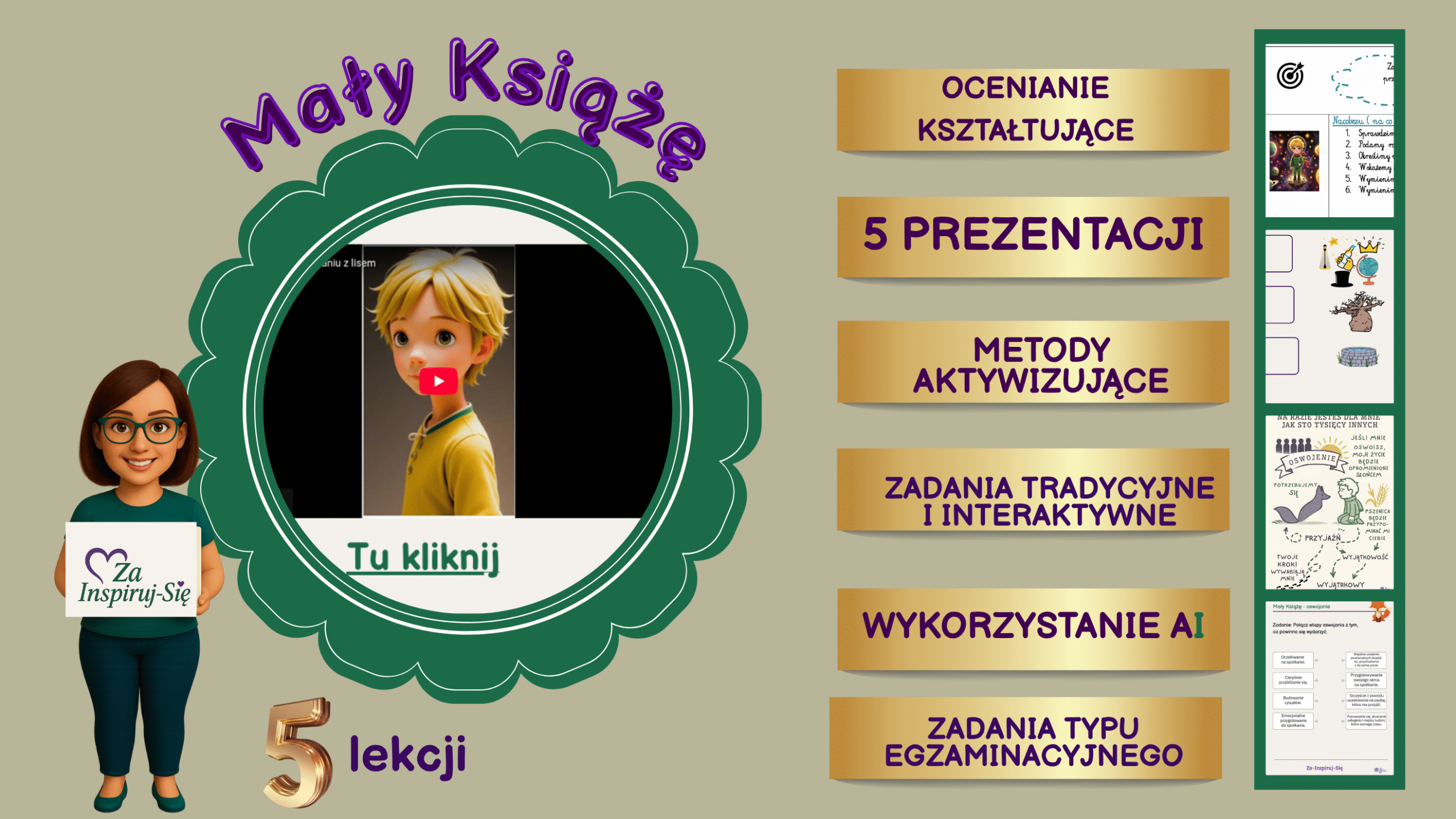 Mały Książę – scenariusz, karty pracy, prezentacje + test egzaminacyjny kl. VII-VIII