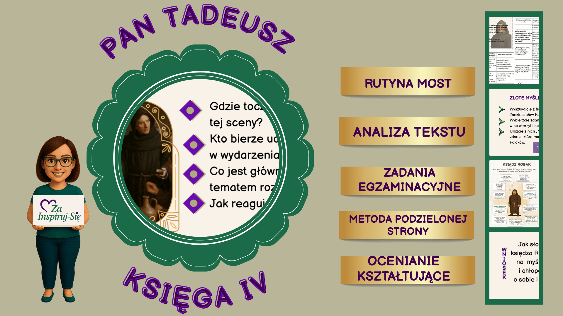 Pan Tadeusz- księga IV- scenariusz, prezentacja, karty pracy, zadania