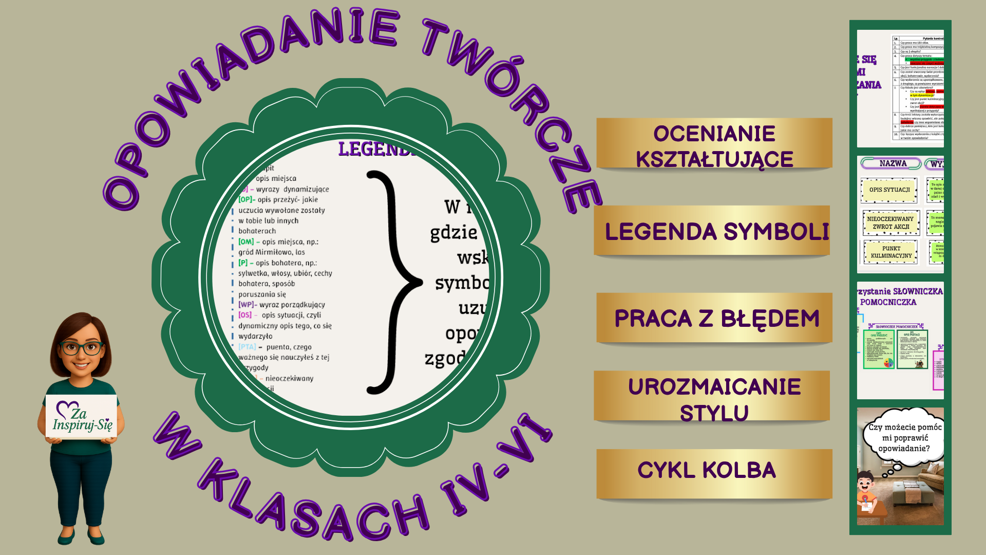 Tworzymy barwne opowiadanie kl. IV-VI – prezentacja i karty pracy do lekcji języka polskiego