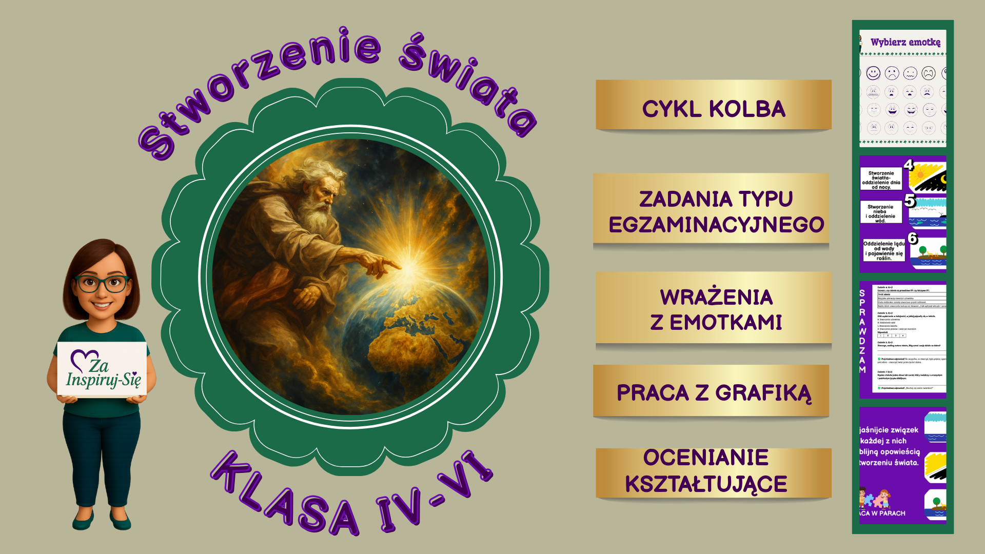 Biblia -Stworzenie świata – scenariusz lekcji z prezentacją i kartami pracy +Klasy IV–VI